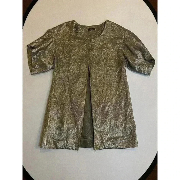 Vera Wang Designer Evening Jacket Silk Gold Cardigan Shiny Women’s UK 42 US 8 - Picture 2 of 13